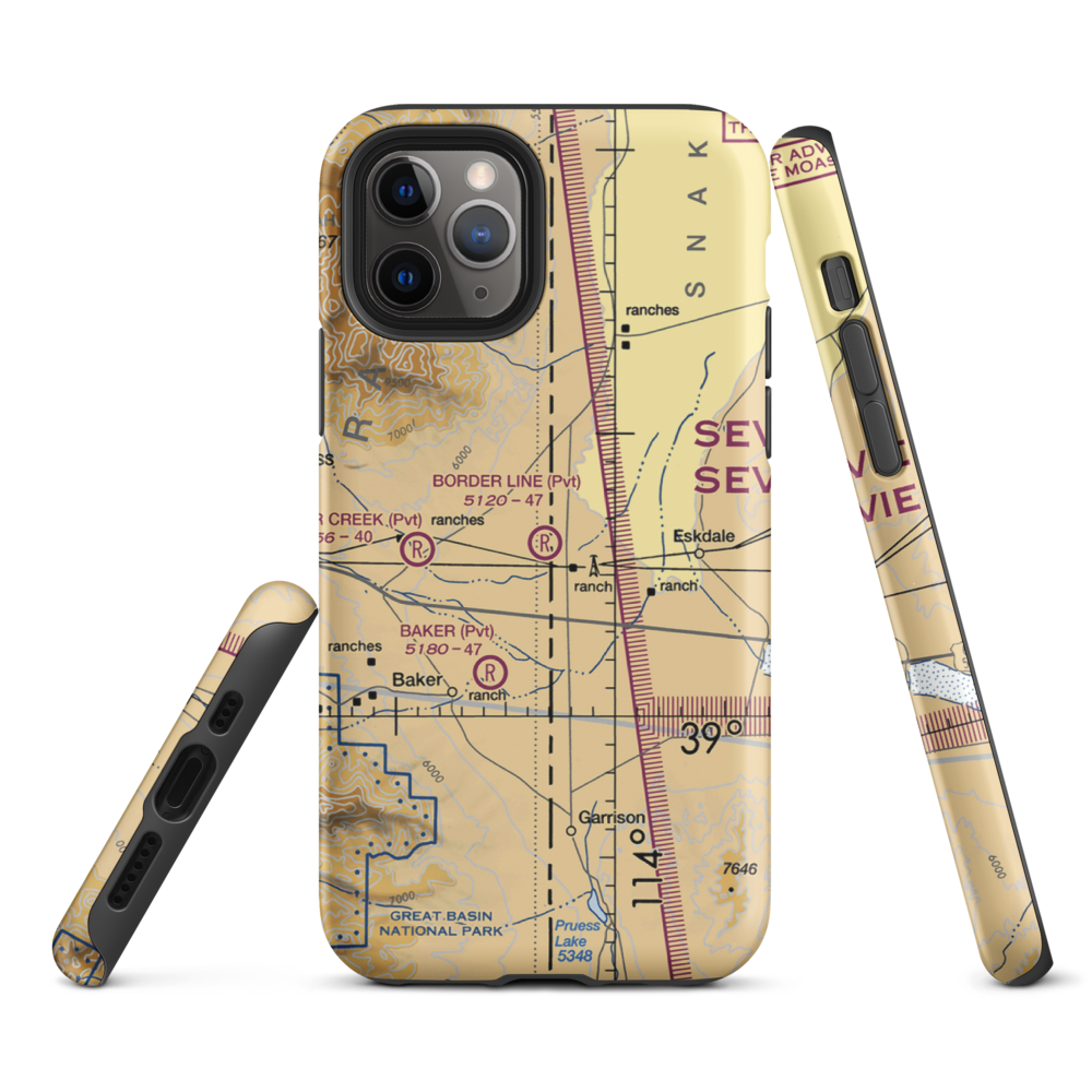 Border Line Farm Airport (07NV) VFR Sectional  Tough iPhone Case iPhone 11 Pro model shown