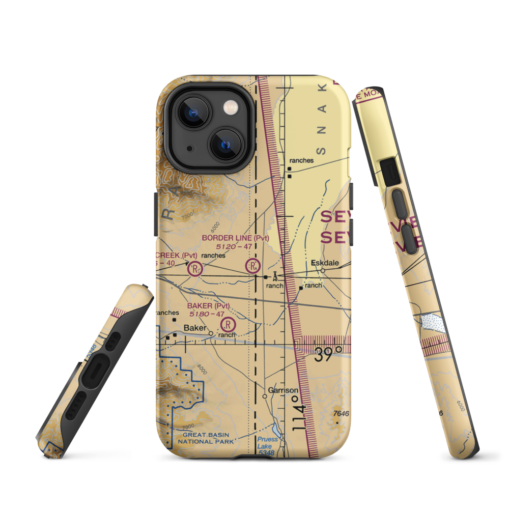 Border Line Farm Airport (07NV) VFR Sectional  Tough iPhone Case iPhone 14 model shown
