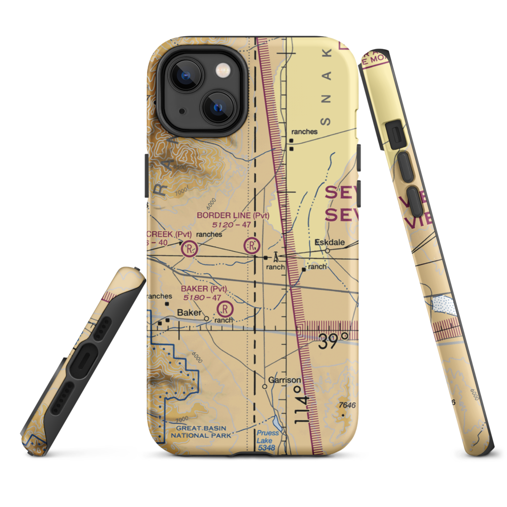 Border Line Farm Airport (07NV) VFR Sectional  Tough iPhone Case iPhone 14 Plus model shown