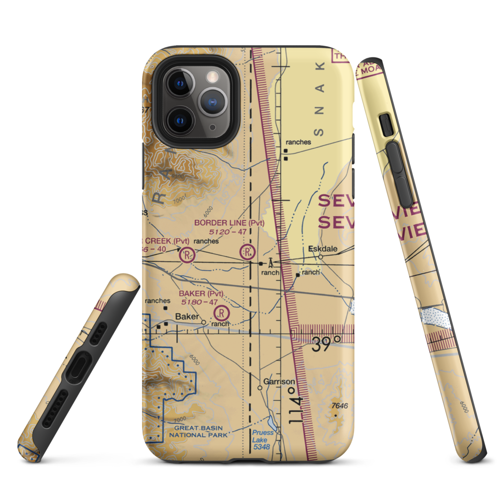 Border Line Farm Airport (07NV) VFR Sectional  Tough iPhone Case iPhone 11 Pro Max model shown
