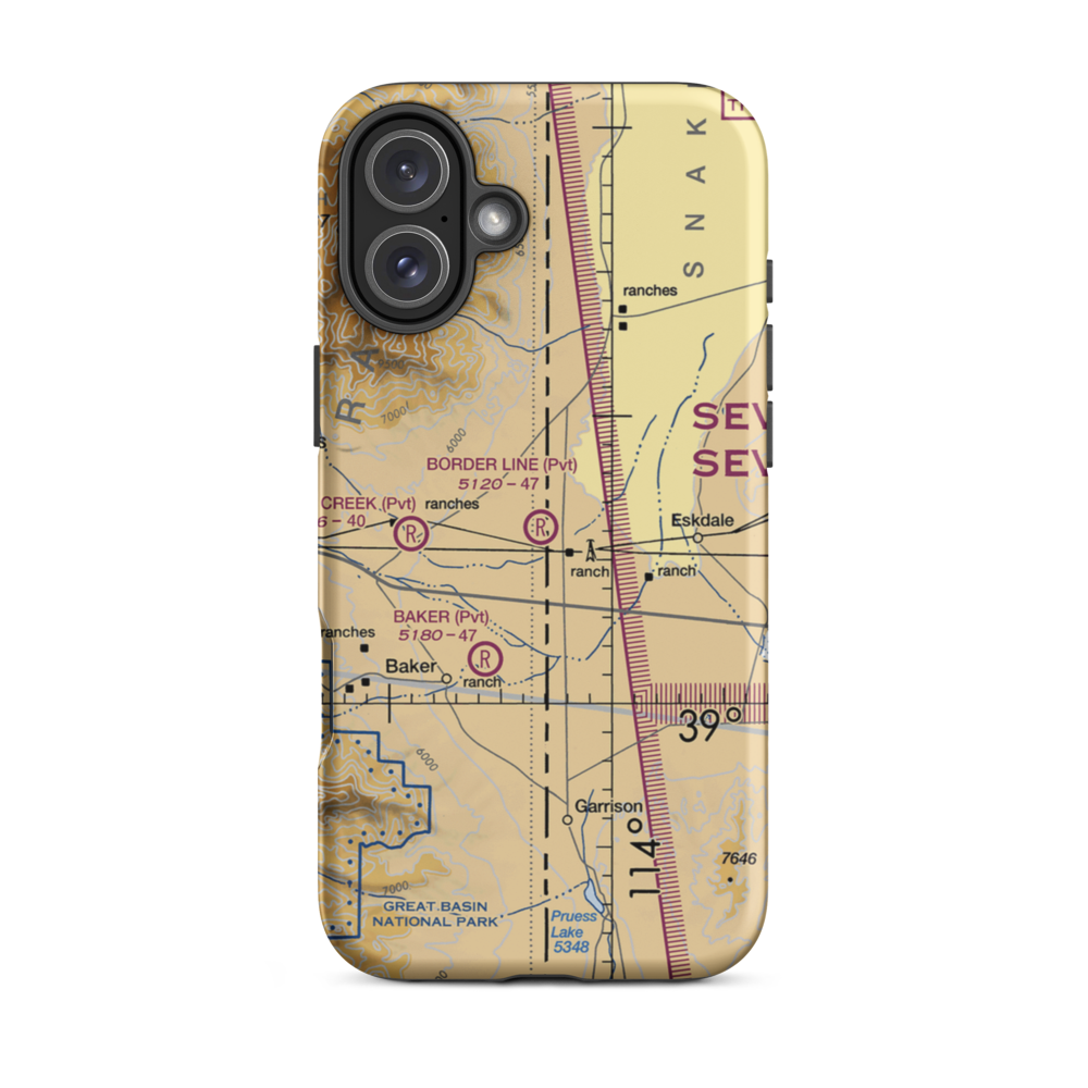 Border Line Farm Airport (07NV) VFR Sectional  Tough iPhone Case iPhone 16 Plus model shown
