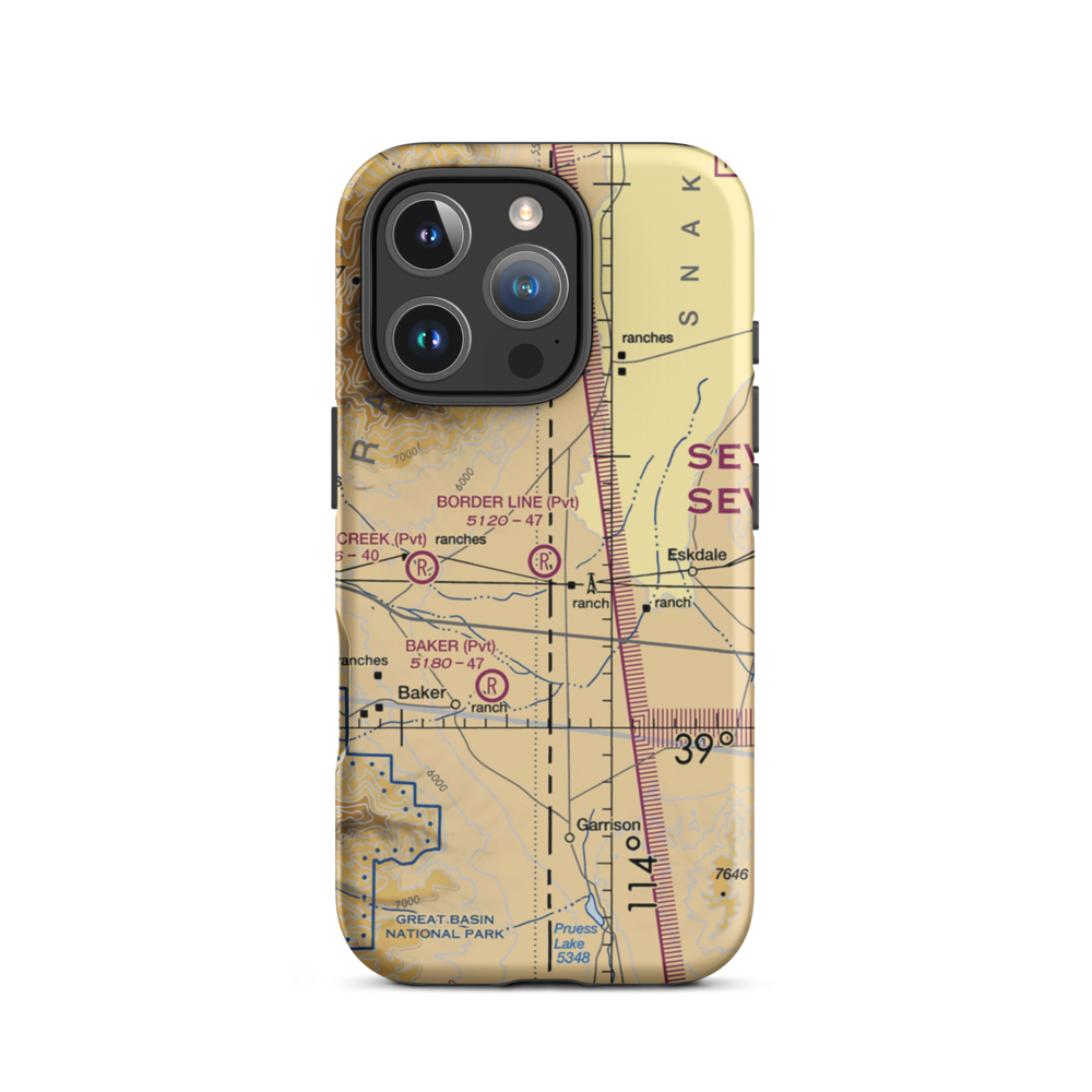 Border Line Farm Airport (07NV) VFR Sectional  Tough iPhone Case iPhone 16 Pro model shown