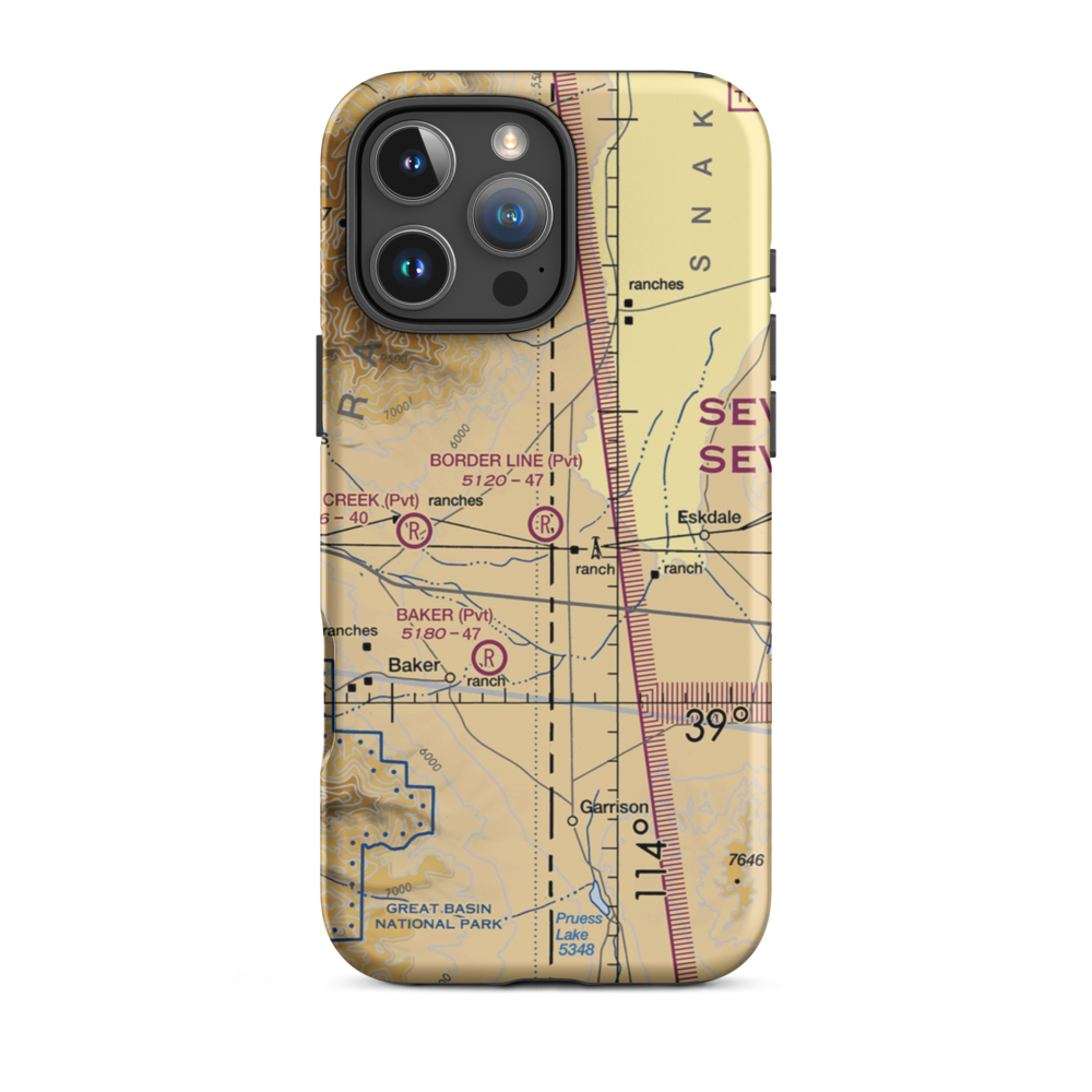 Border Line Farm Airport (07NV) VFR Sectional  Tough iPhone Case iPhone 16 Pro Max model shown
