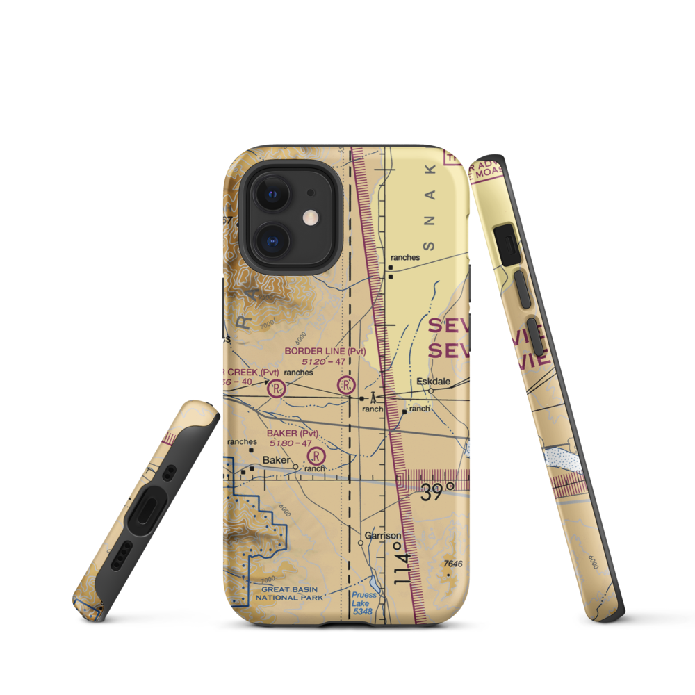 Border Line Farm Airport (07NV) VFR Sectional  Tough iPhone Case iPhone 12 mini model shown