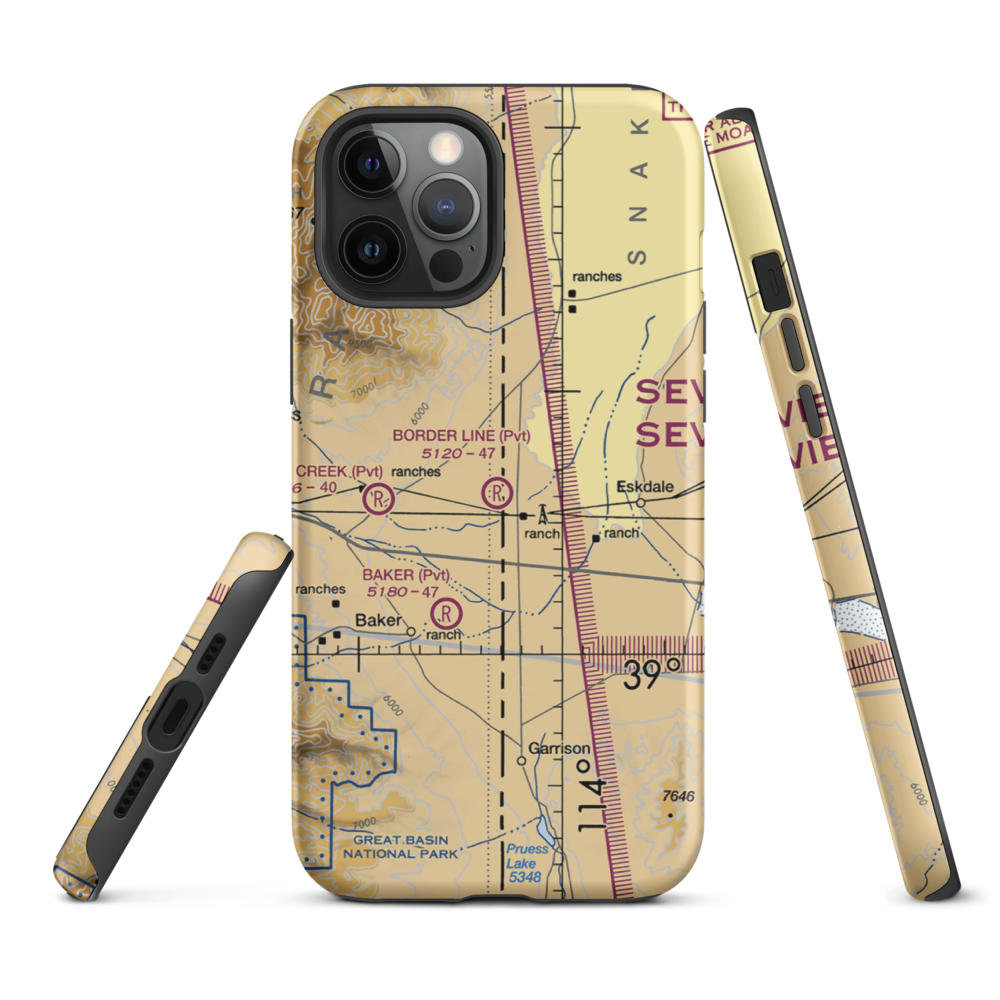 Border Line Farm Airport (07NV) VFR Sectional  Tough iPhone Case iPhone 12 Pro Max model shown