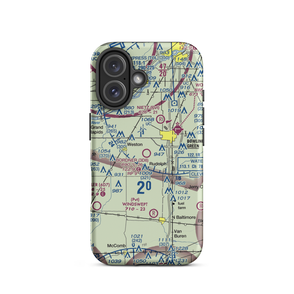 Bordner Airport (3D8) VFR Sectional  Tough iPhone Case iPhone 16 model shown