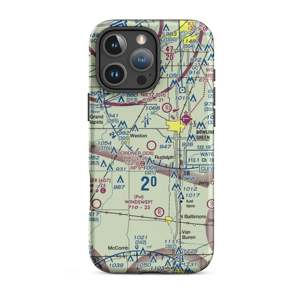 Bordner Airport (3D8) VFR Sectional  Tough iPhone Case iPhone 16 Pro Max model shown