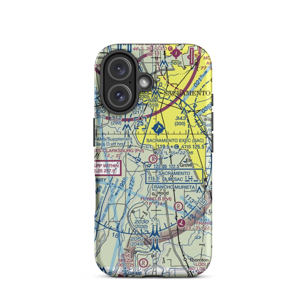 Borges - Clarksburg Airport (CN13) VFR Sectional  Tough iPhone Case iPhone 16 model shown