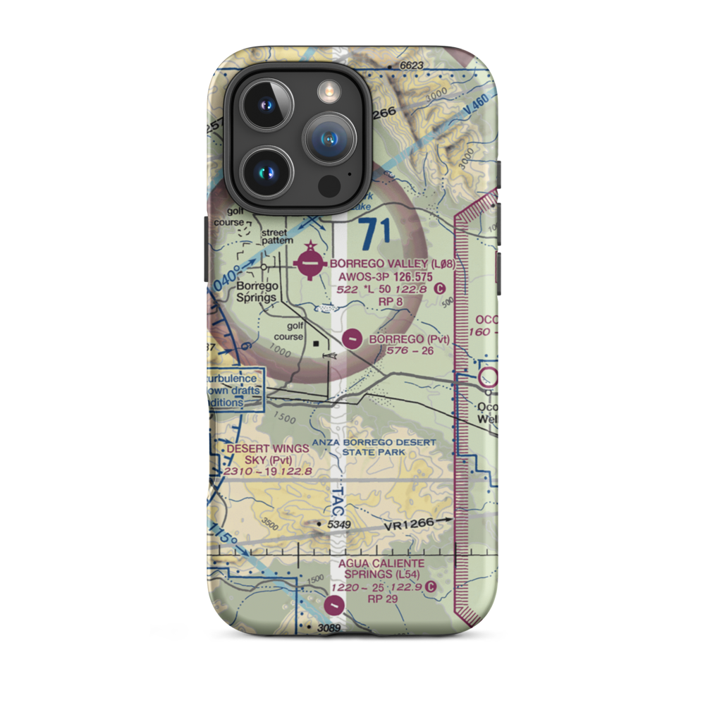 Borrego Air Ranch Airport (58CL) VFR Sectional  Tough iPhone Case iPhone 16 Pro Max model shown