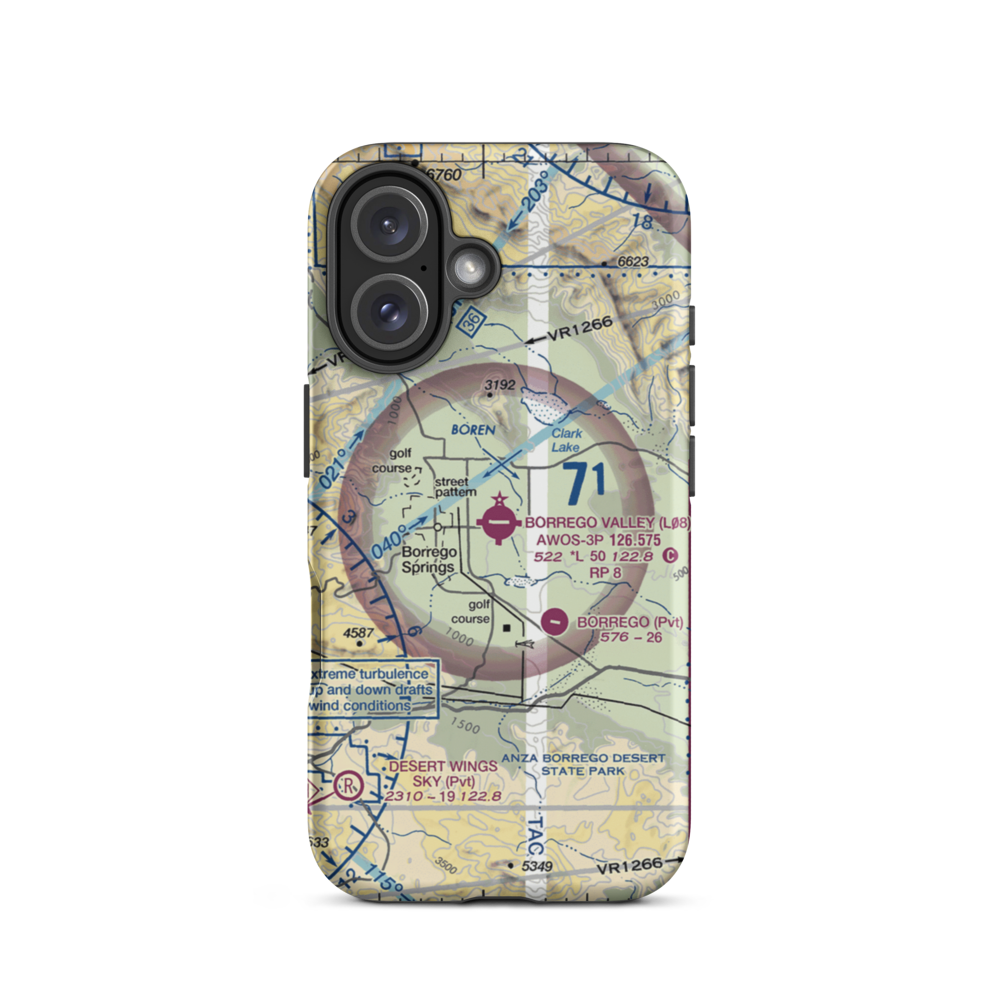 Borrego Valley Airport (L08) VFR Sectional  Tough iPhone Case iPhone 16 model shown