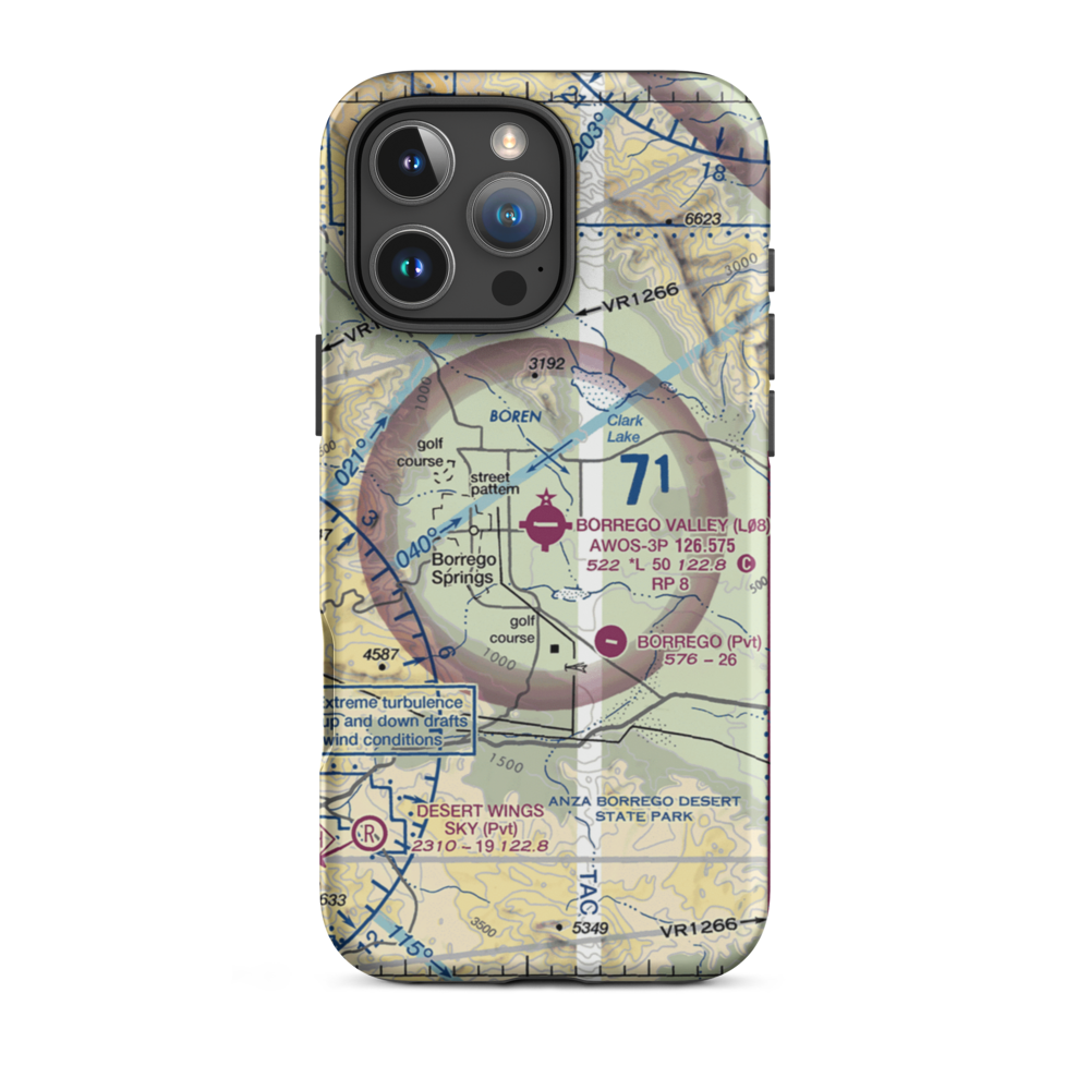 Borrego Valley Airport (L08) VFR Sectional  Tough iPhone Case iPhone 16 Pro Max model shown