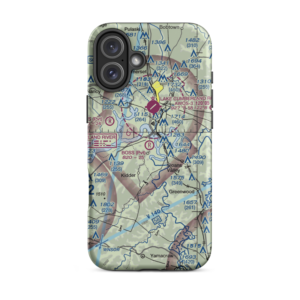 Boss Airport (08KY) VFR Sectional  Tough iPhone Case iPhone 16 Plus model shown