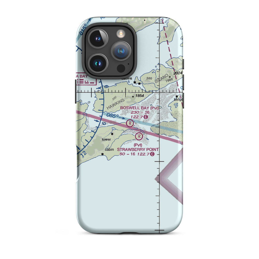 Boswell Bay Airport (BSW) VFR Sectional  Tough iPhone Case iPhone 16 Pro Max model shown