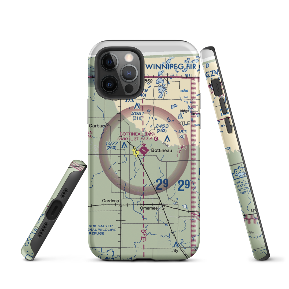 Bottineau Municipal Airport (D09) VFR Sectional  Tough iPhone Case iPhone 12 Pro model shown
