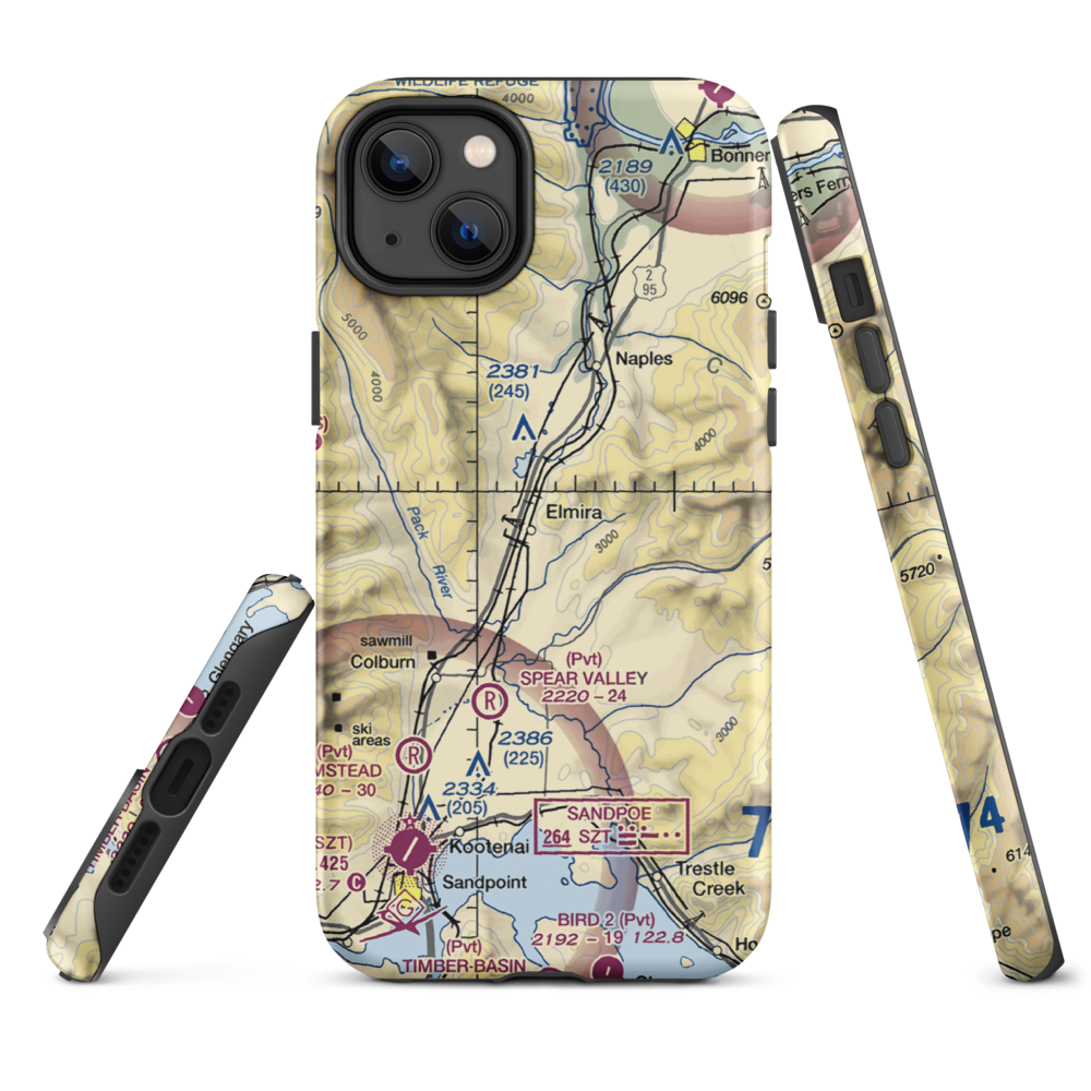 Bottle Bay Seaplane Base (ID54) VFR Sectional  Tough iPhone Case iPhone 14 Plus model shown