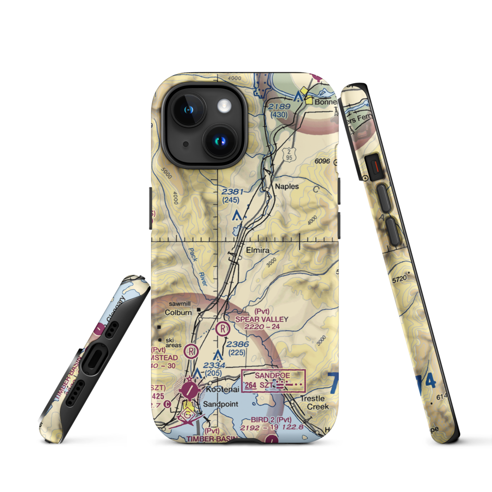Bottle Bay Seaplane Base (ID54) VFR Sectional  Tough iPhone Case iPhone 15 model shown