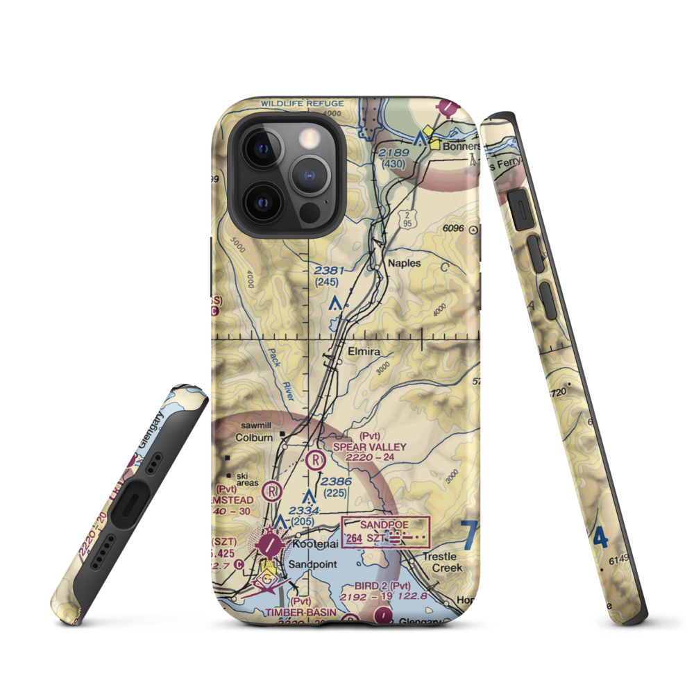 Bottle Bay Seaplane Base (ID54) VFR Sectional  Tough iPhone Case iPhone 12 Pro model shown