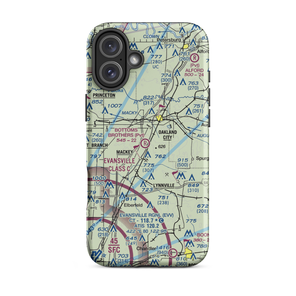 Bottoms Brothers Airport (1IN5) VFR Sectional  Tough iPhone Case iPhone 16 Plus model shown