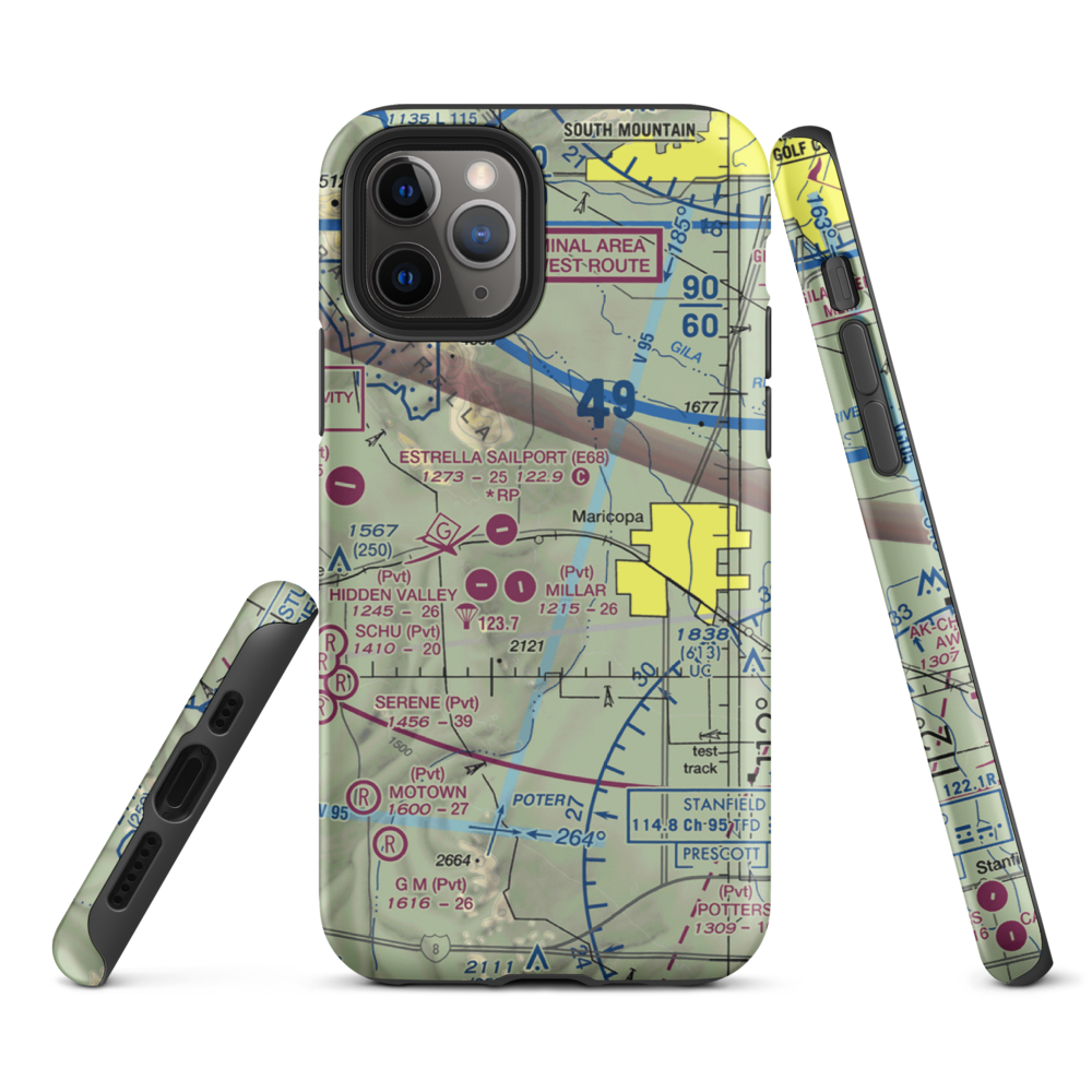 Boulais Ranch Airport (40AZ) VFR Sectional  Tough iPhone Case iPhone 11 Pro model shown