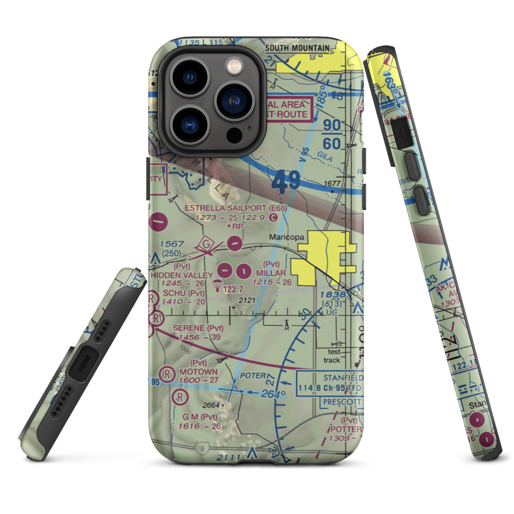 Boulais Ranch Airport (40AZ) VFR Sectional  Tough iPhone Case iPhone 13 Pro Max model shown