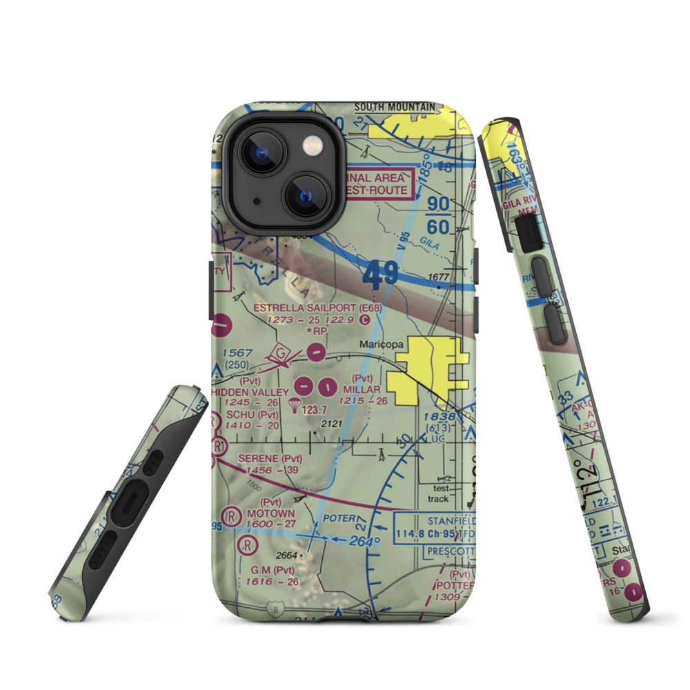 Boulais Ranch Airport (40AZ) VFR Sectional  Tough iPhone Case iPhone 14 model shown