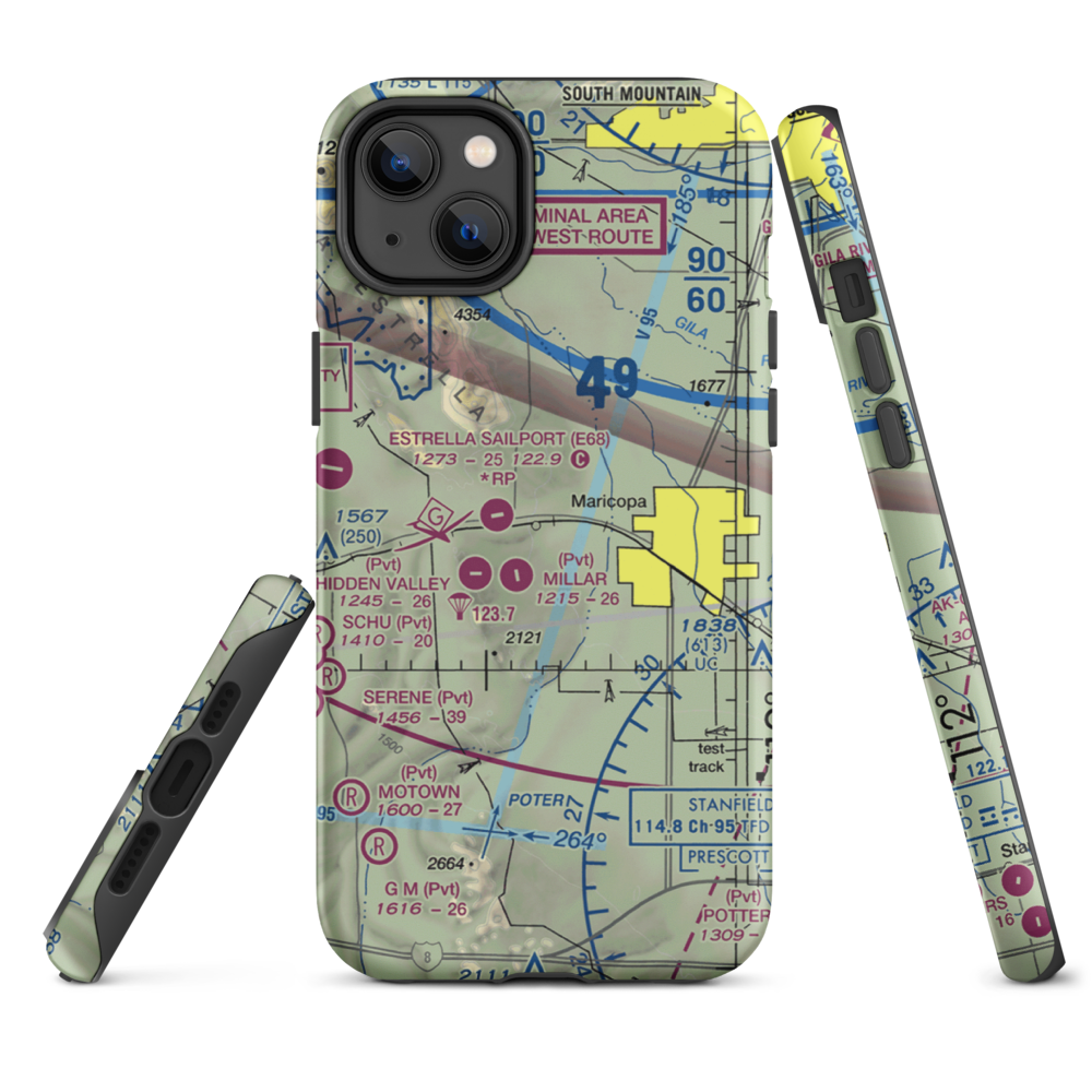 Boulais Ranch Airport (40AZ) VFR Sectional  Tough iPhone Case iPhone 14 Plus model shown