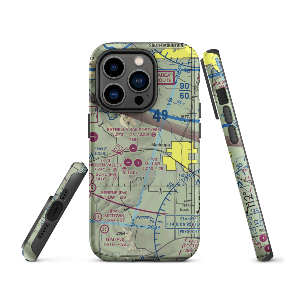Boulais Ranch Airport (40AZ) VFR Sectional  Tough iPhone Case iPhone 14 Pro model shown
