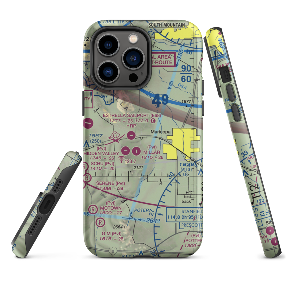 Boulais Ranch Airport (40AZ) VFR Sectional  Tough iPhone Case iPhone 14 Pro Max model shown