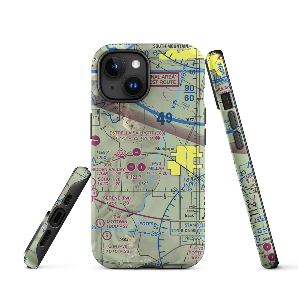 Boulais Ranch Airport (40AZ) VFR Sectional  Tough iPhone Case iPhone 15 model shown