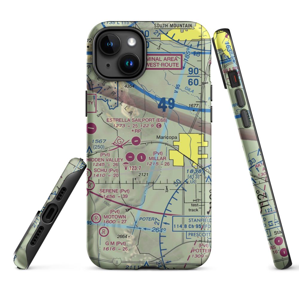Boulais Ranch Airport (40AZ) VFR Sectional  Tough iPhone Case iPhone 15 Plus model shown