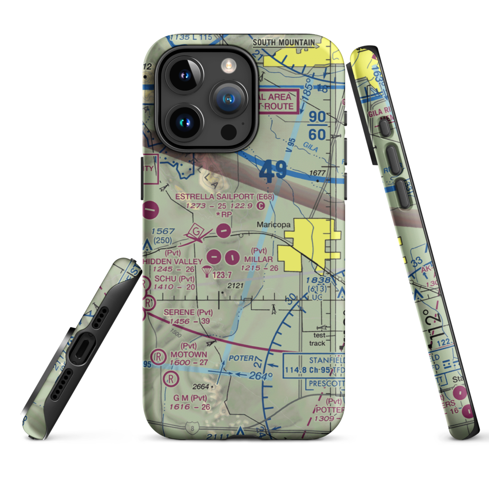 Boulais Ranch Airport (40AZ) VFR Sectional  Tough iPhone Case iPhone 15 Pro Max model shown