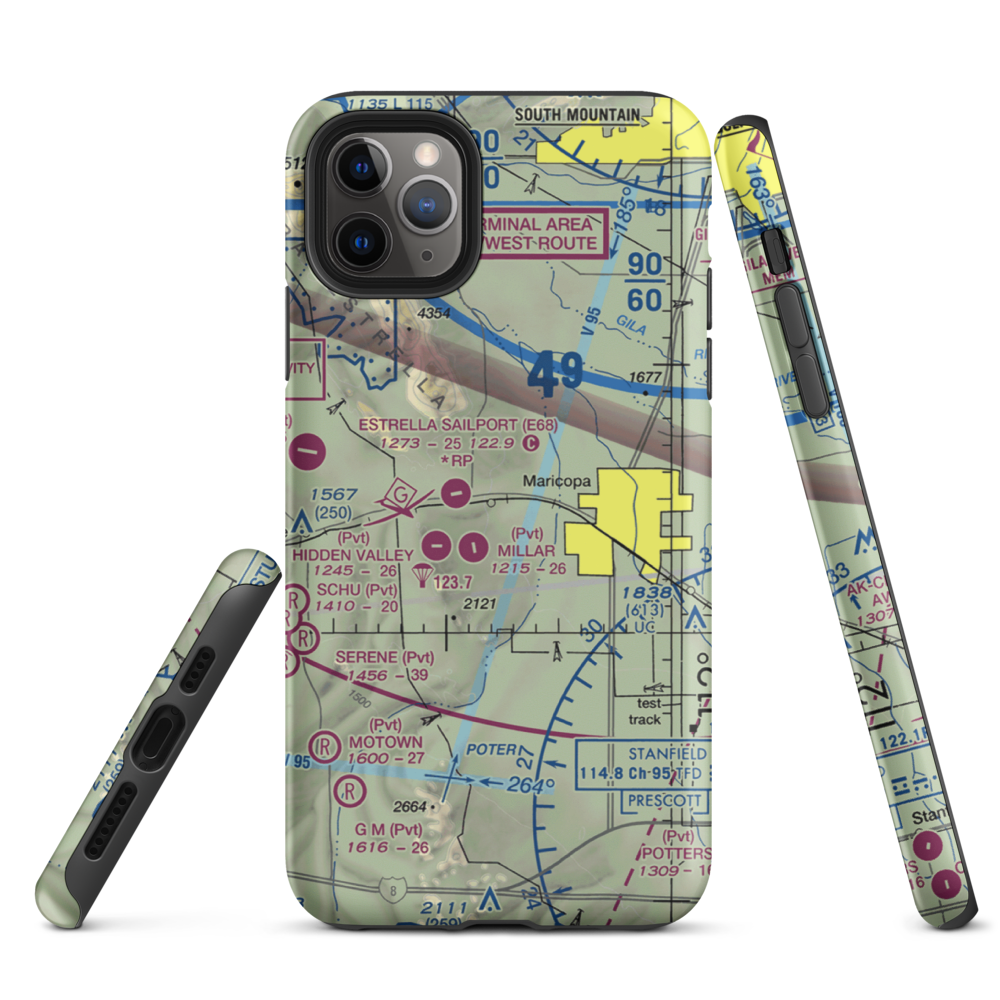 Boulais Ranch Airport (40AZ) VFR Sectional  Tough iPhone Case iPhone 11 Pro Max model shown