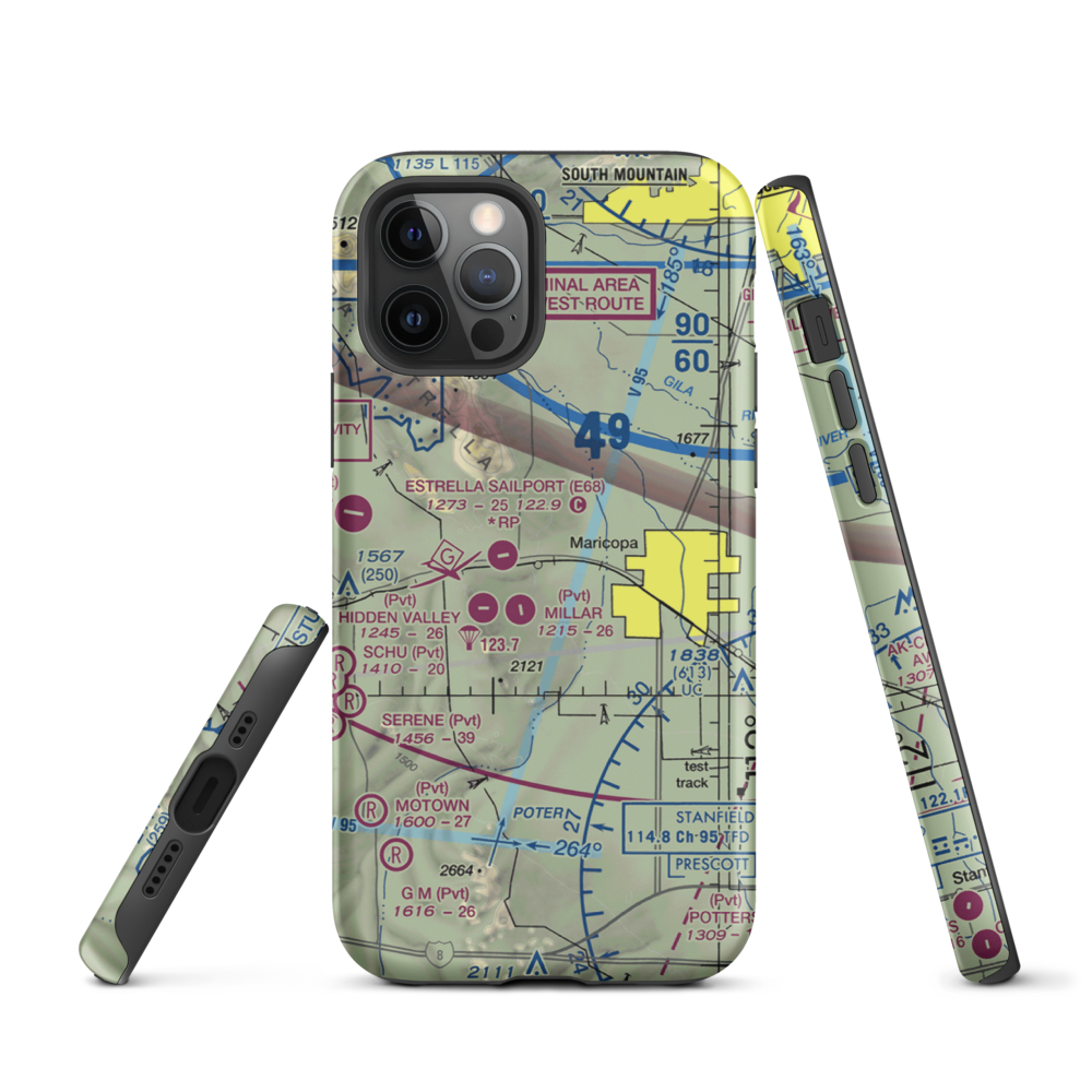 Boulais Ranch Airport (40AZ) VFR Sectional  Tough iPhone Case iPhone 12 Pro model shown