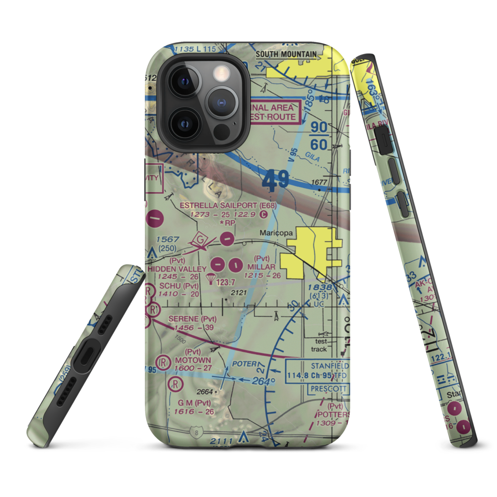 Boulais Ranch Airport (40AZ) VFR Sectional  Tough iPhone Case iPhone 12 Pro Max model shown