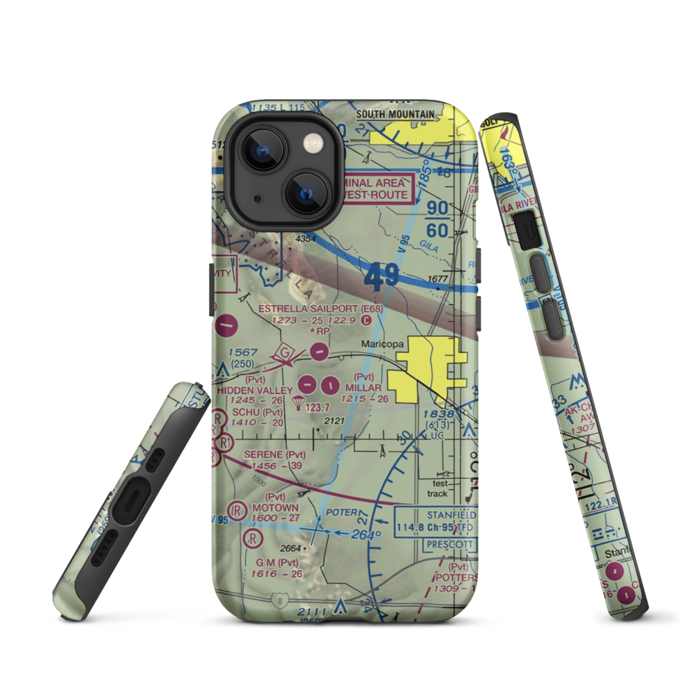Boulais Ranch Airport (40AZ) VFR Sectional  Tough iPhone Case iPhone 13 model shown