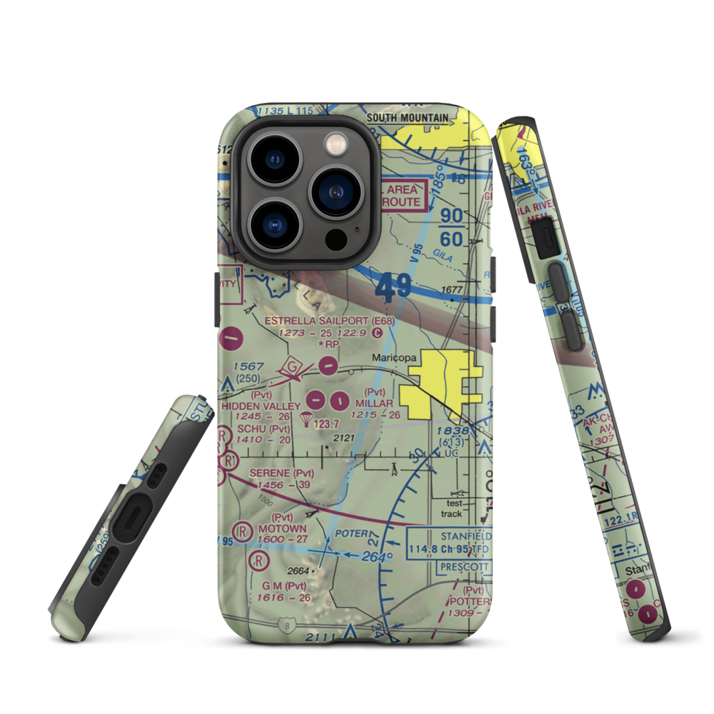 Boulais Ranch Airport (40AZ) VFR Sectional  Tough iPhone Case iPhone 13 Pro model shown