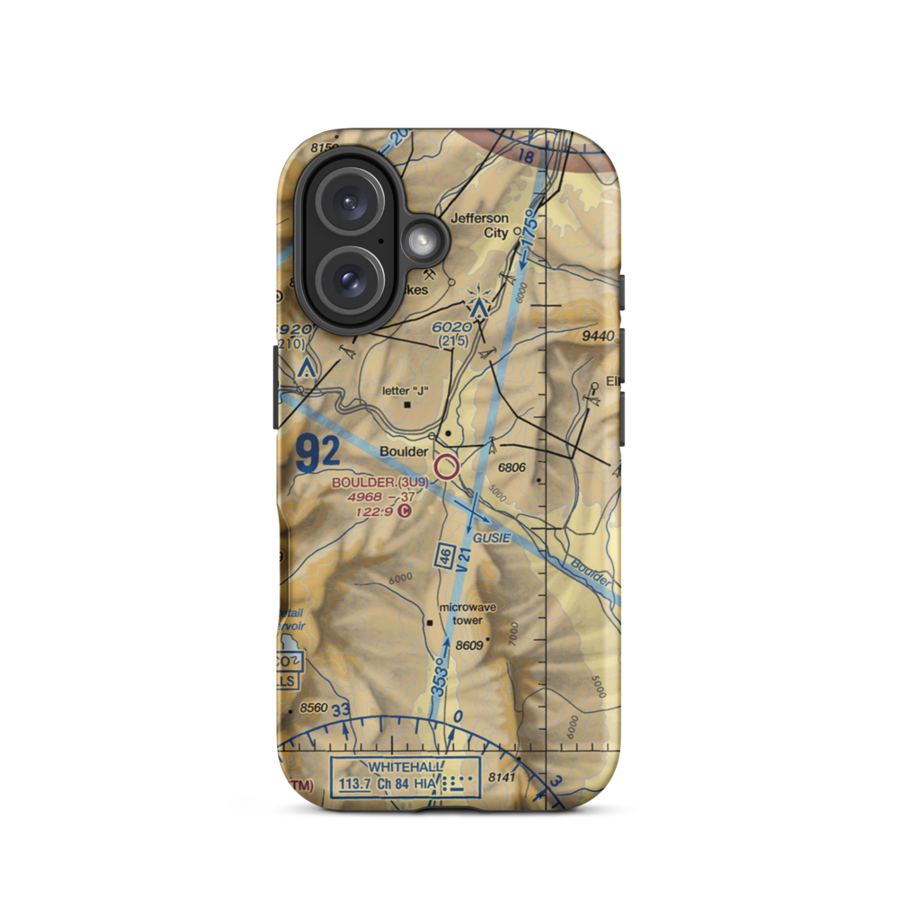 Boulder Airport (3U9) VFR Sectional  Tough iPhone Case iPhone 16 model shown