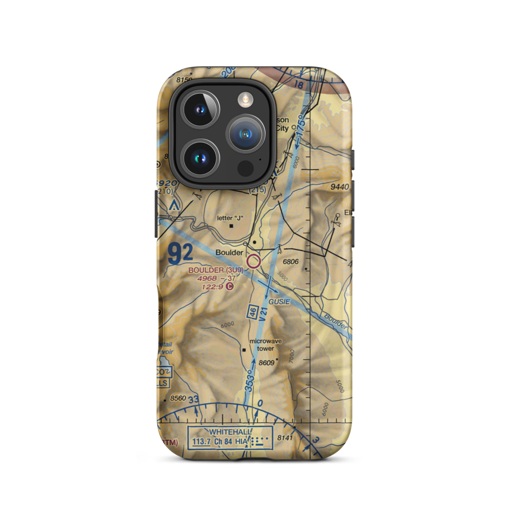 Boulder Airport (3U9) VFR Sectional  Tough iPhone Case iPhone 16 Pro model shown