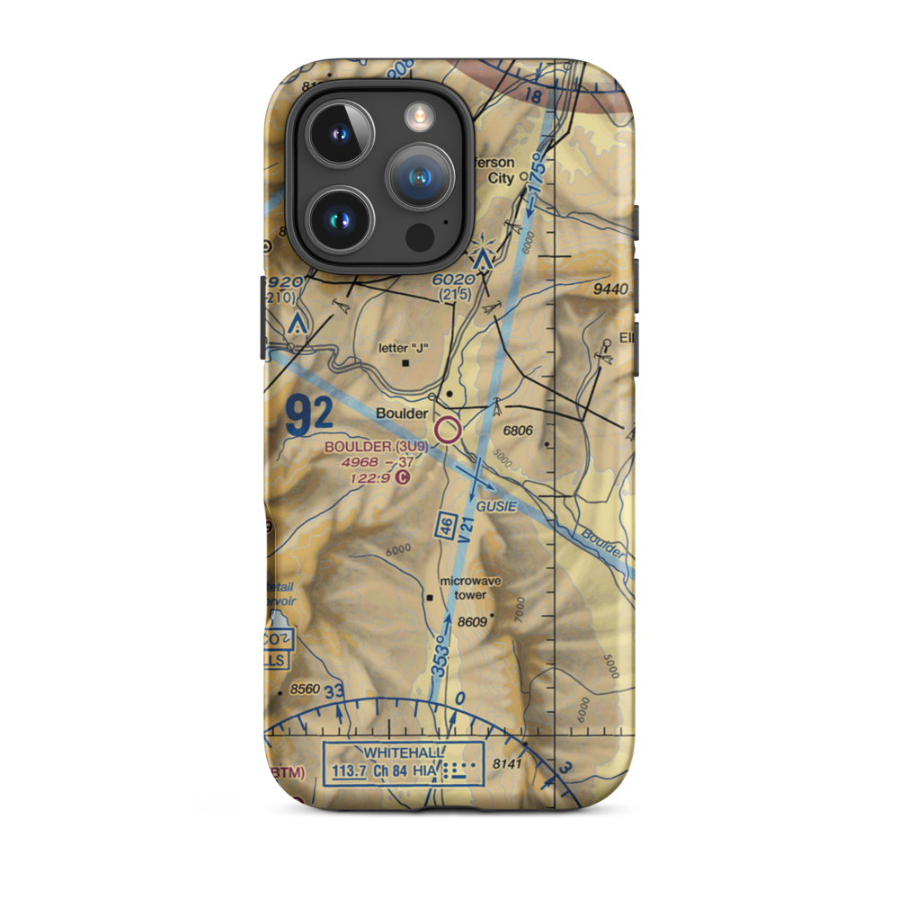 Boulder Airport (3U9) VFR Sectional  Tough iPhone Case iPhone 16 Pro Max model shown