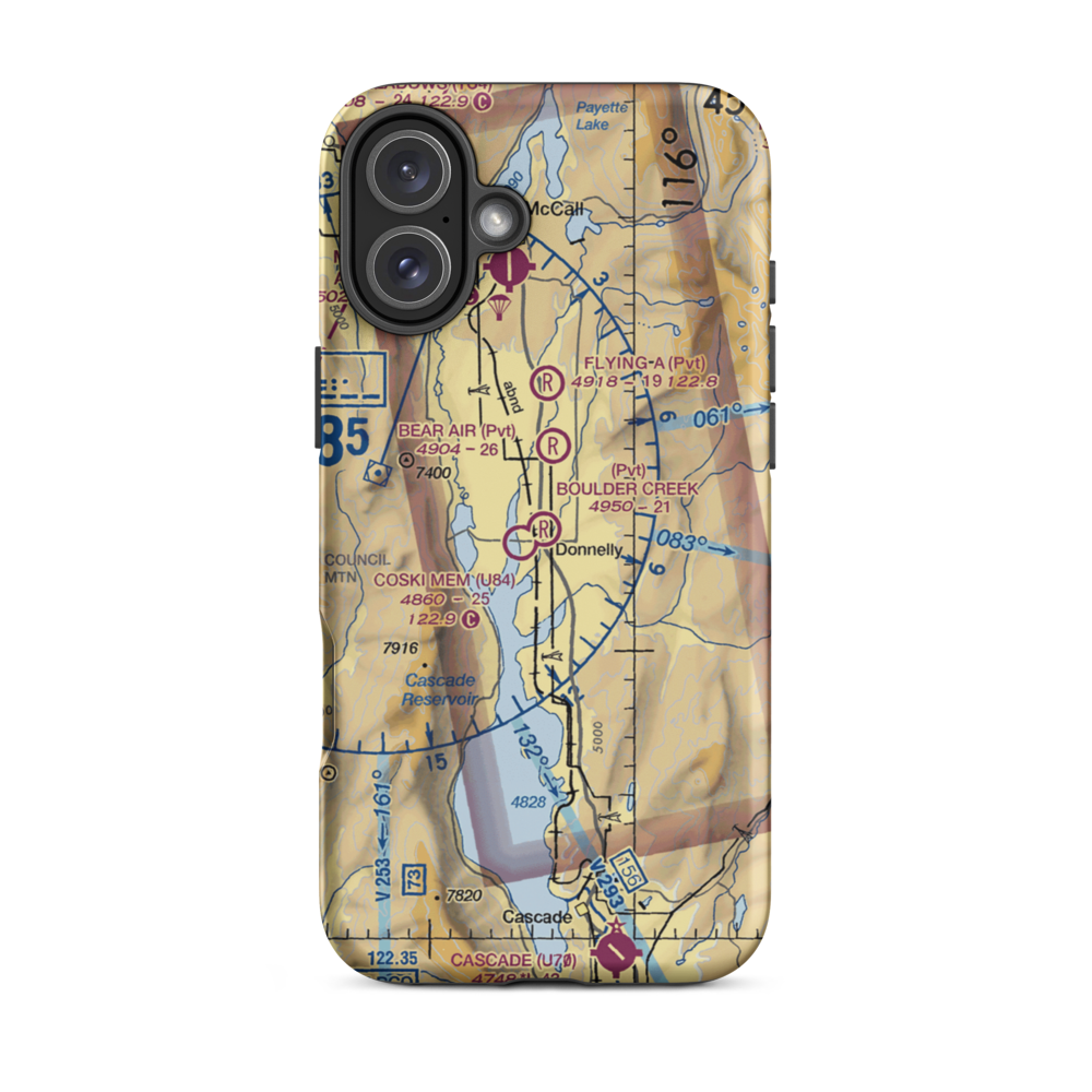 Boulder Creek Airstrip (44ID) VFR Sectional  Tough iPhone Case iPhone 16 Plus model shown