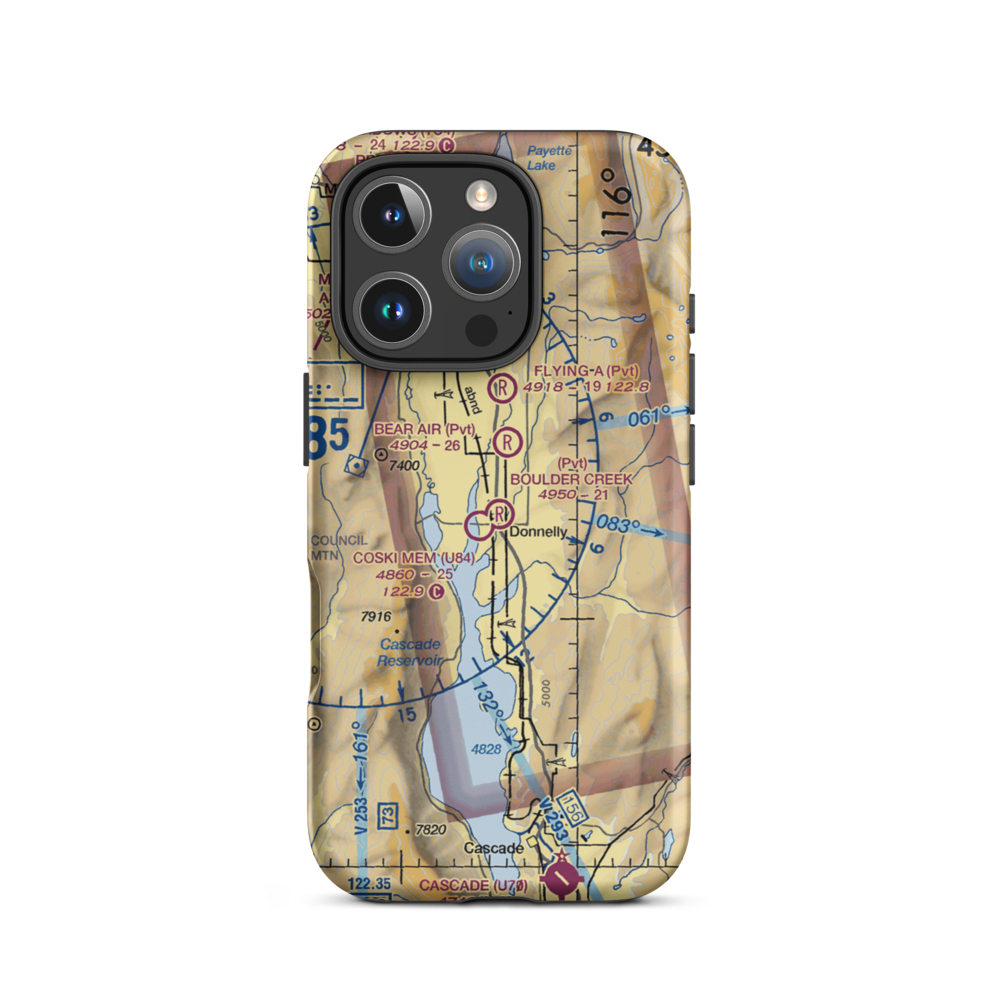 Boulder Creek Airstrip (44ID) VFR Sectional  Tough iPhone Case iPhone 16 Pro model shown