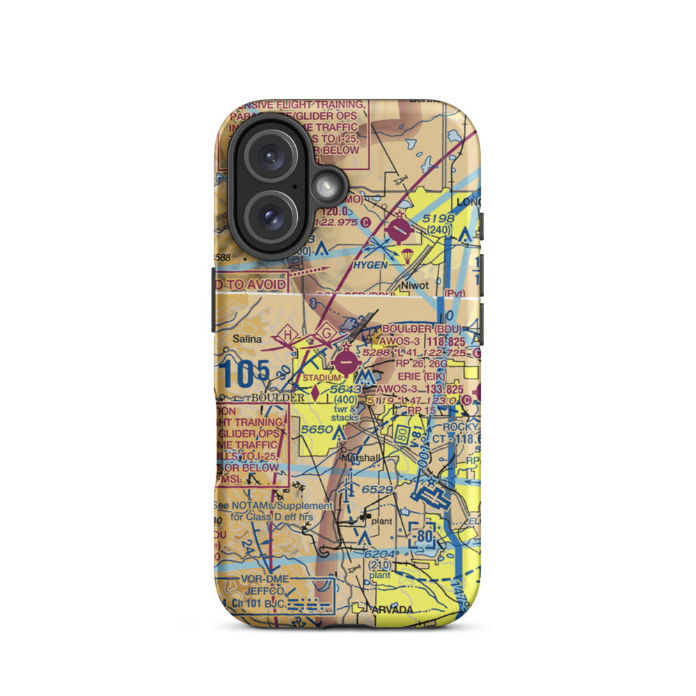 Boulder Municipal Airport (BDU) VFR Sectional  Tough iPhone Case iPhone 16 model shown