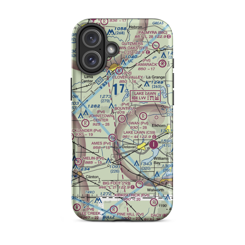 Bountiful Acres Airport (6WI3) VFR Sectional  Tough iPhone Case iPhone 16 Plus model shown