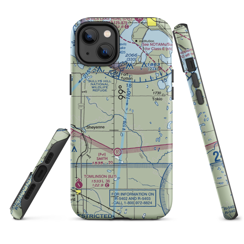 Bouret Ranch Airport (NA06) VFR Sectional  Tough iPhone Case iPhone 14 Plus model shown