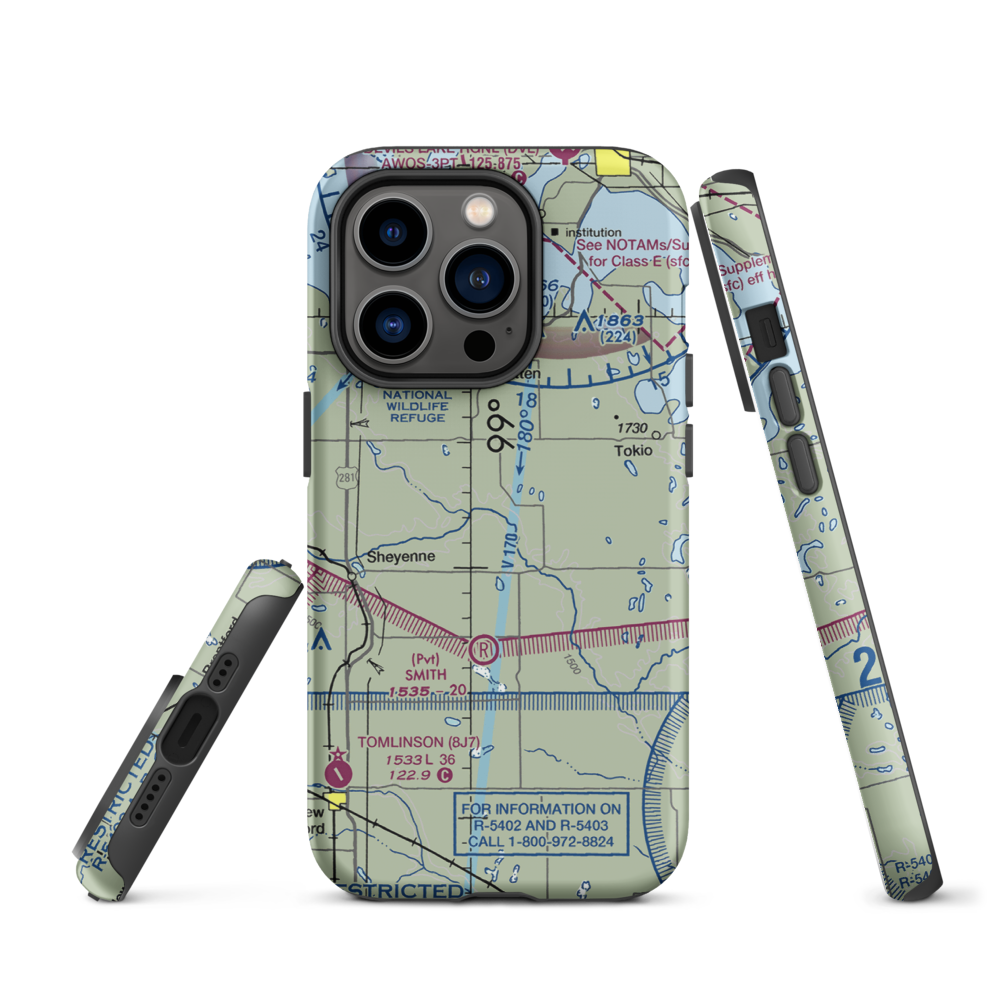 Bouret Ranch Airport (NA06) VFR Sectional  Tough iPhone Case iPhone 14 Pro model shown