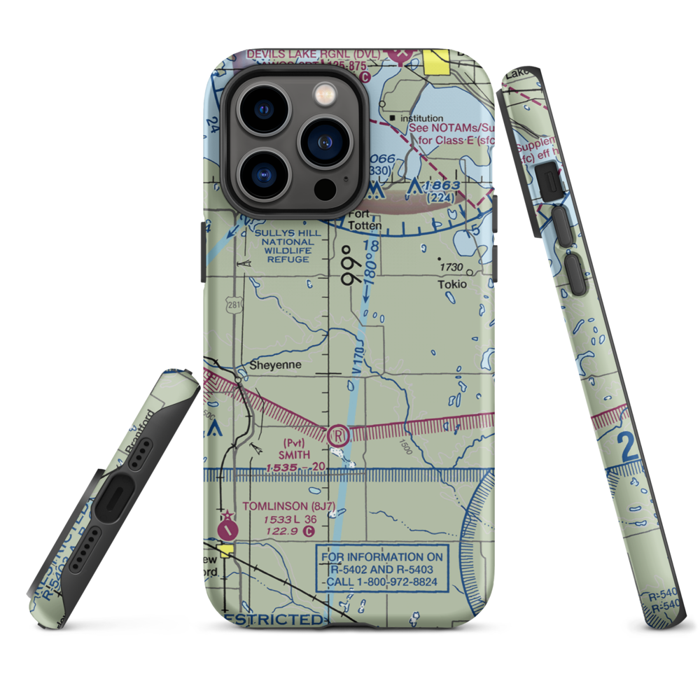 Bouret Ranch Airport (NA06) VFR Sectional  Tough iPhone Case iPhone 14 Pro Max model shown