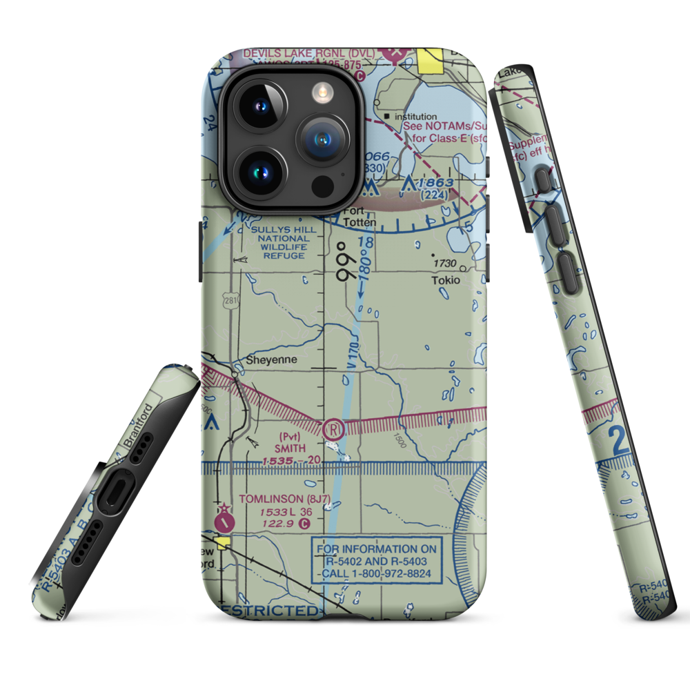 Bouret Ranch Airport (NA06) VFR Sectional  Tough iPhone Case iPhone 15 Pro Max model shown
