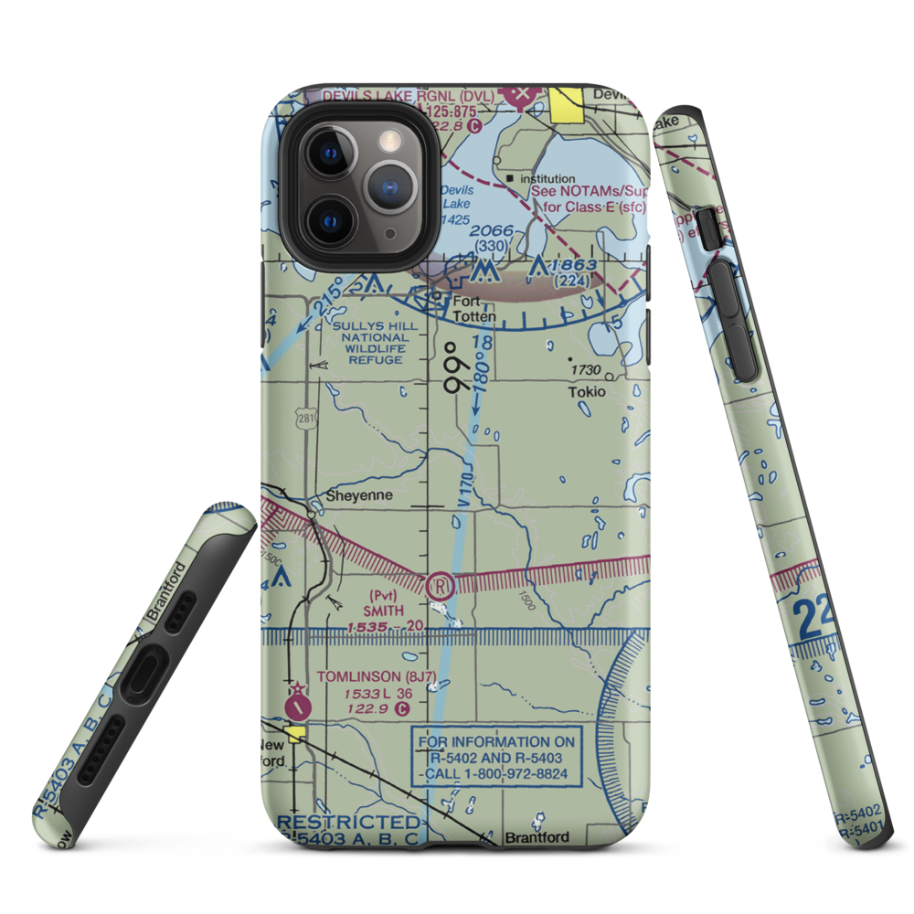 Bouret Ranch Airport (NA06) VFR Sectional  Tough iPhone Case iPhone 11 Pro Max model shown