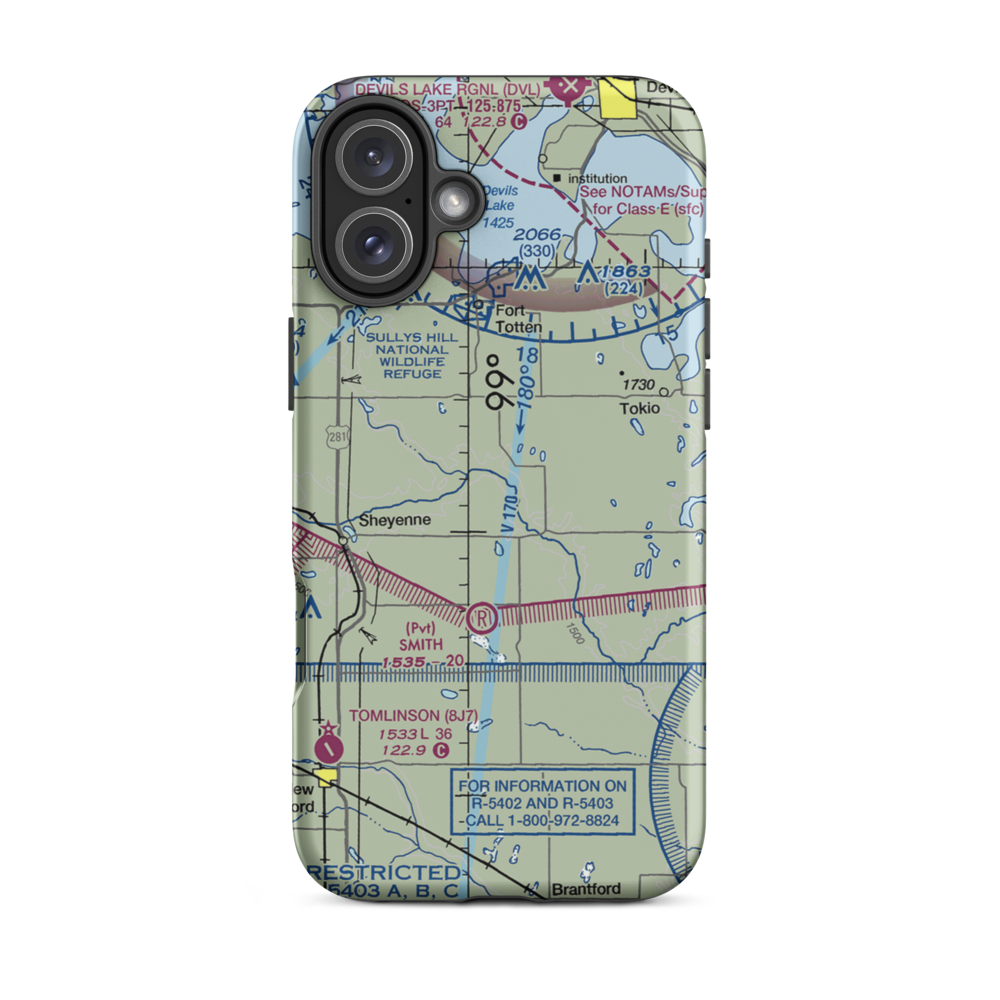 Bouret Ranch Airport (NA06) VFR Sectional  Tough iPhone Case iPhone 16 Plus model shown