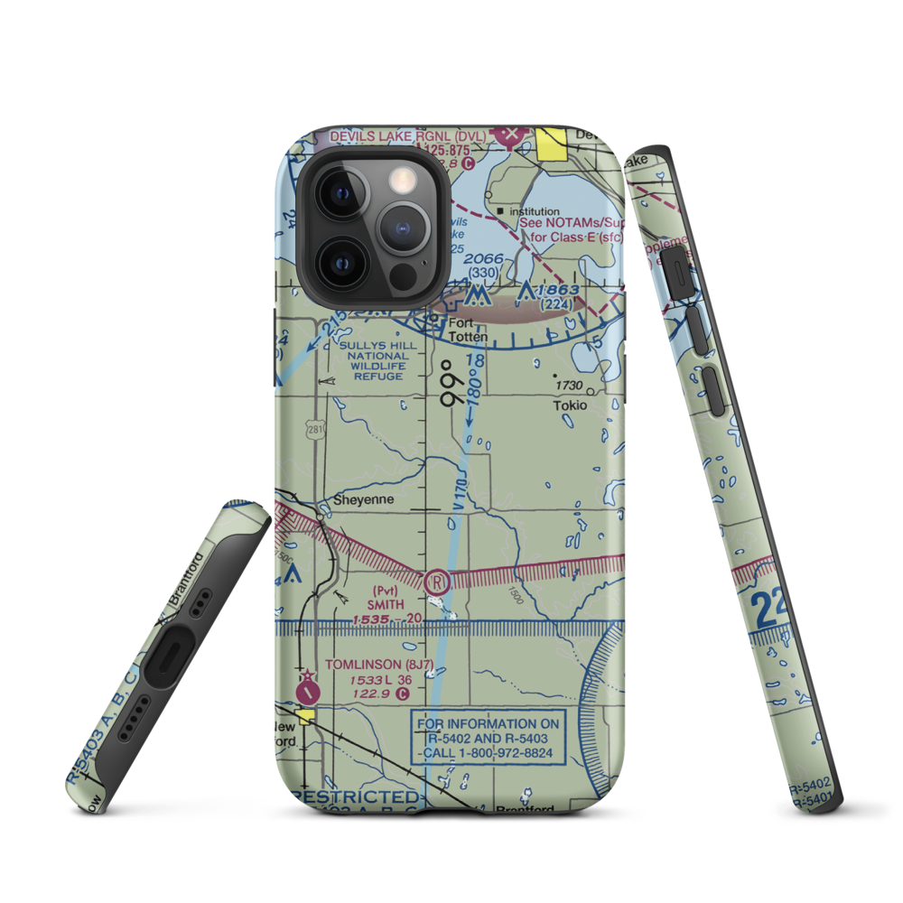 Bouret Ranch Airport (NA06) VFR Sectional  Tough iPhone Case iPhone 12 Pro model shown
